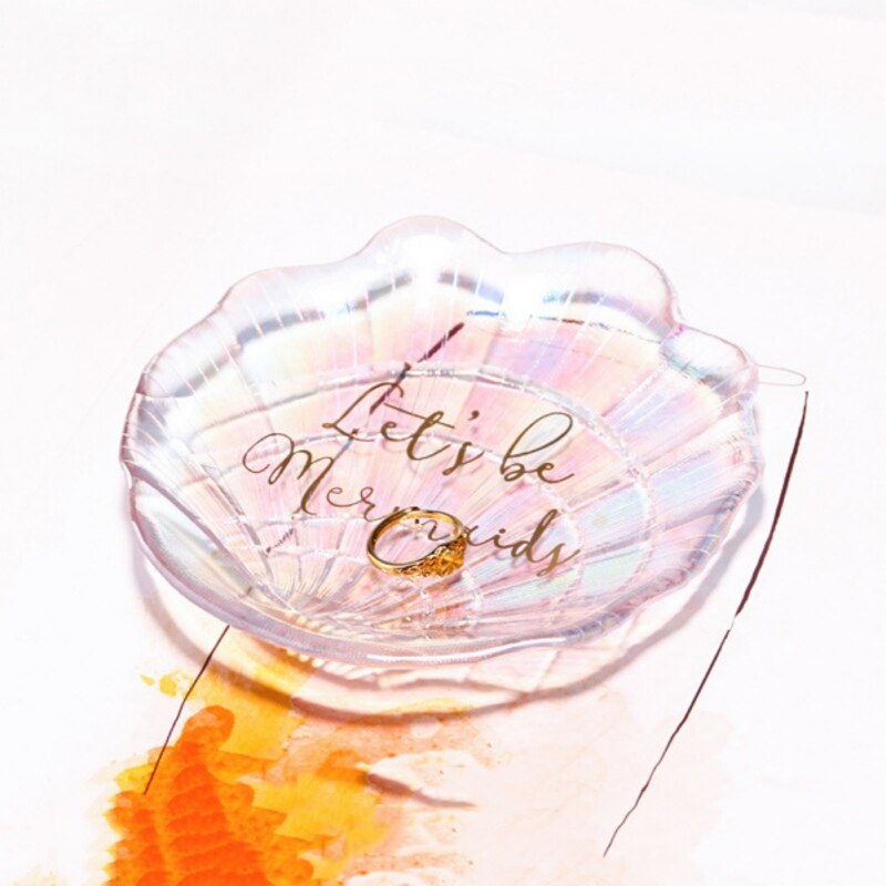 Kleurrijke Glas Lade Snack Shell Houder Manicure Craft Decoratie Fotografie Rekwisieten Sieraden Organizer