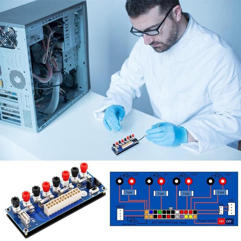 Circuito elettrico 20/24 Spille s Atx Da Banco di Alimentazione Del Computer di Alimentazione 24 Spille Atx Bordo di Sblocco Modulo Dc Spina Connettore Con usb 5V Por