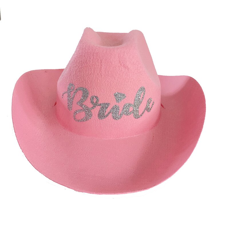 Pink Tiara Western Style Cowgirl Hat For Women Wedding Bachelorette Party Pink Beach Cowboy Hat Decorations Bridal Team Cap