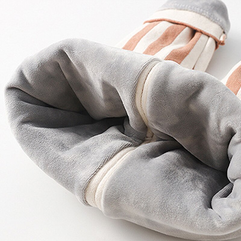 Humor beer meisjes broek kinder streep winterkleding dubbellaags verdikt + fluwelen leggings warme stiksels geregen broek