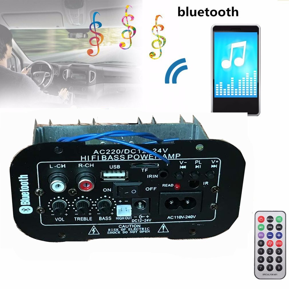 Multi-Functionele Auto Bluetooth Versterker Hifi Bass Power Amp Stereo Digitale Versterker Usb Tf Afstandsbediening Voor Auto Woonaccessoires