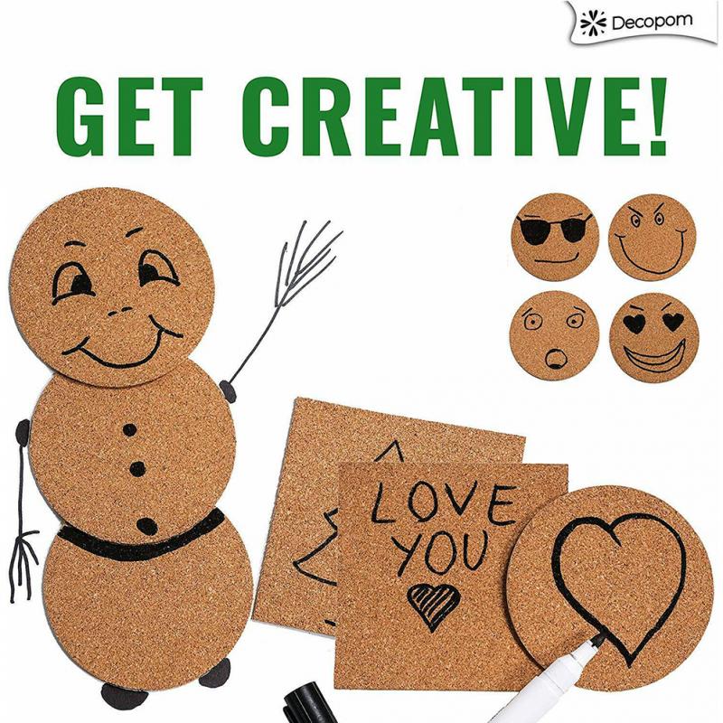 50 sztuk Podkładka wielokrotnego użytku drink DIY wystrój stołu kuchnia izolacja rzemiosło kwadraty okrągła samoprzylepna korkowa podkładka mata na kubki mini deska