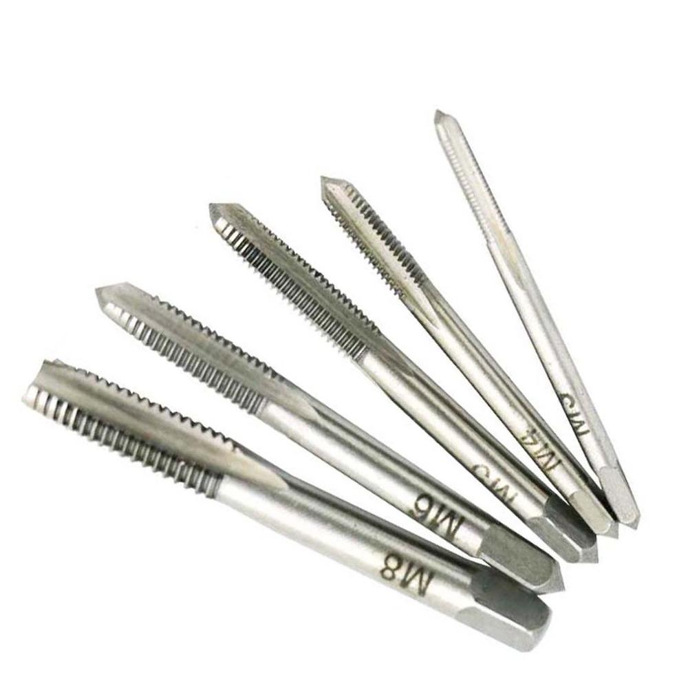 Tapping Screw Thread Metric Plug Taps 5pc Ball Bearing Steel Machine Hand Tap M3-M8 Set Hand Grinding Carving Tool