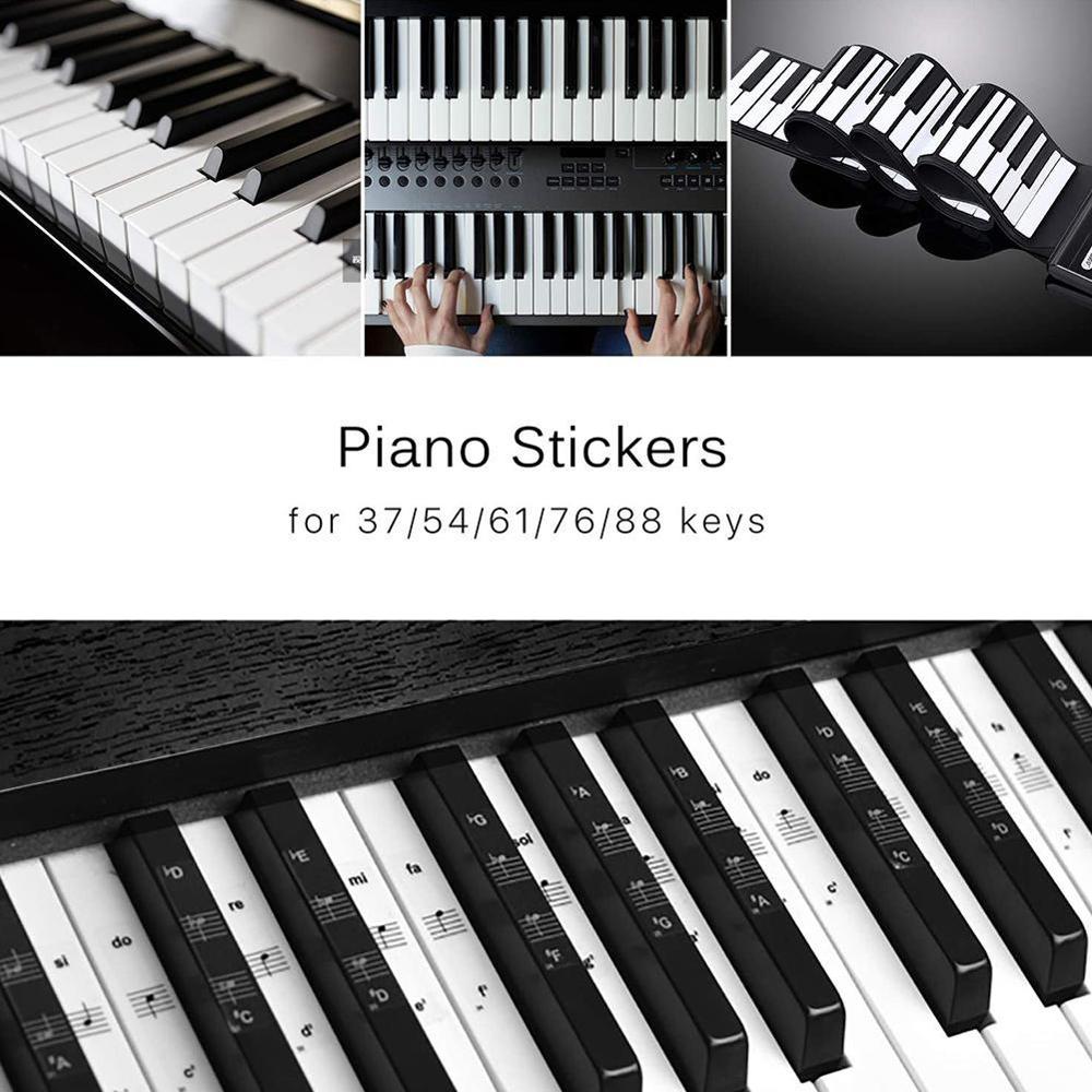 54/61/88 Key Piano Stickers Transparent Piano Keyboard Sticker Stave Electronic Sticker Piano Note Accessories PVC Name Key