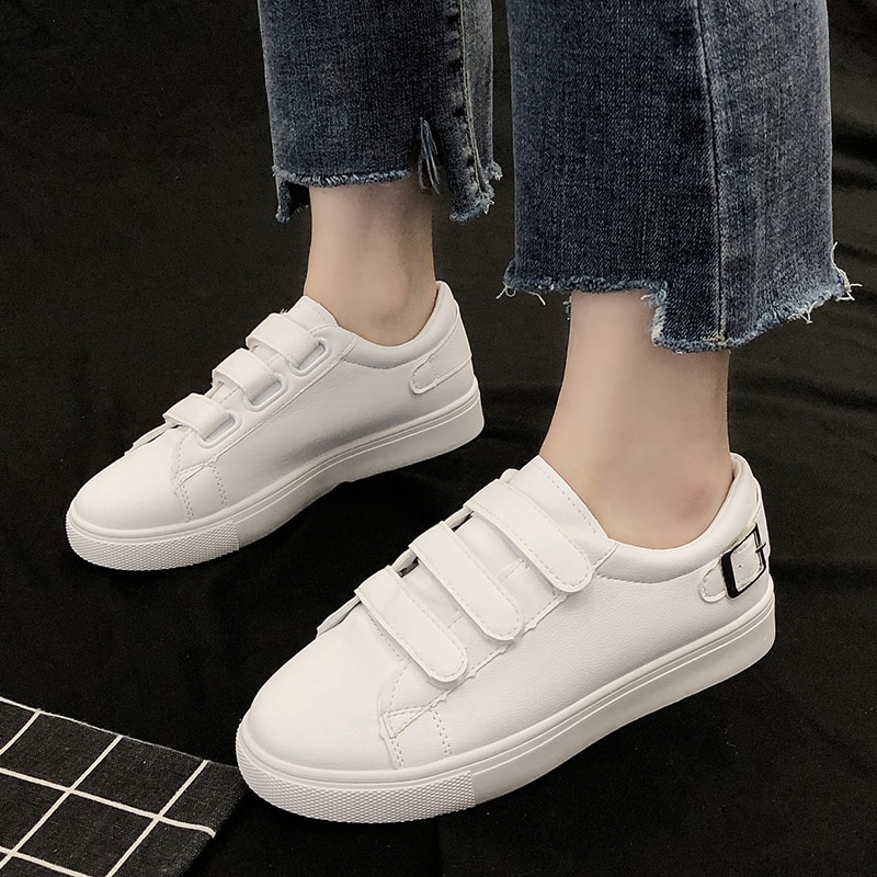 Lucyever casual kardborre skor platt klack dam spänne plattform sneakers kvinna tjock botten utomhus promenadskor dam