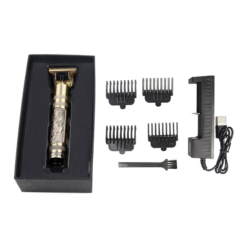 Cortadora de pelo recargable T9 sin cable 0mm Barbero Buda eléctrico recortador de pelo Máquina para cortar cabello pelado Outliner hombres F35: T9-02-WITH BOX