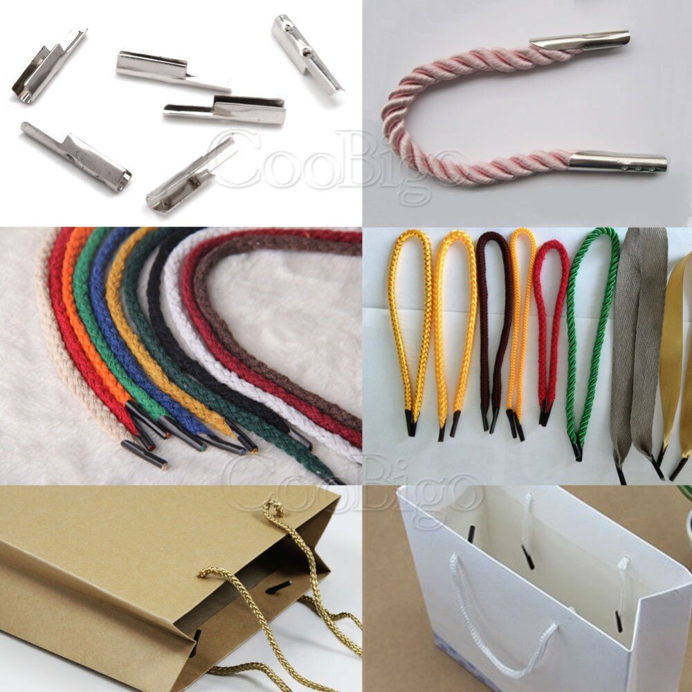 Cierre de cuerda de 2,5mm, Clip de tope de Metal plateado para bolsa de papel, cordón de mano, cinta de correas, accesorios para manualidades de costura DIY, 50 Uds.