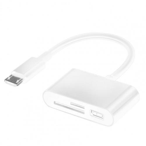 SD Card Reader USB C Card Reader 3 In 1 USB 2.0 TF Mirco SD Smart Memory Card Reader Type C OTG Flash Drive Cardreader Adapter: White USB
