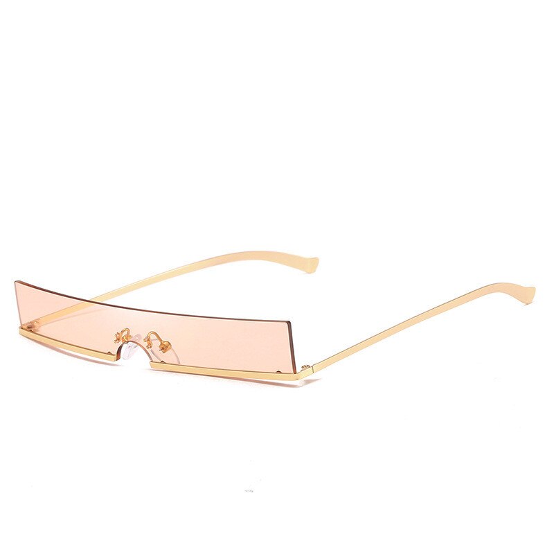 Trend 90 S Zonnebril Vrouwen Vintage Metalen Frame Kleine Zonnebril Vrouwelijke Skinny Rechthoekige Cat Eye Sunglass Shades: gold tea