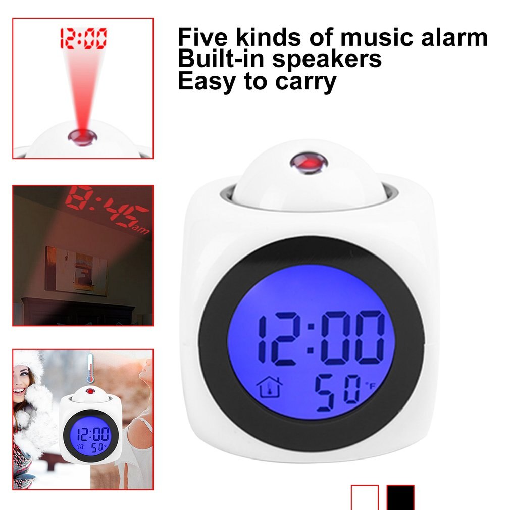 Multifunctional LCD Projection Voice Talking Alarm Clock Backlight Digital Desktop Clock with Temperature Display