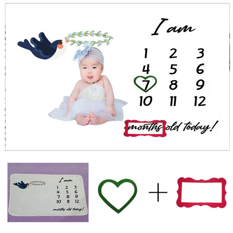 Cartoon Patroon Baby Baby Milestone Foto Props Achtergrond Dekens Achtergrond Doek Kalender Jongens Meisjes Foto Accessoires