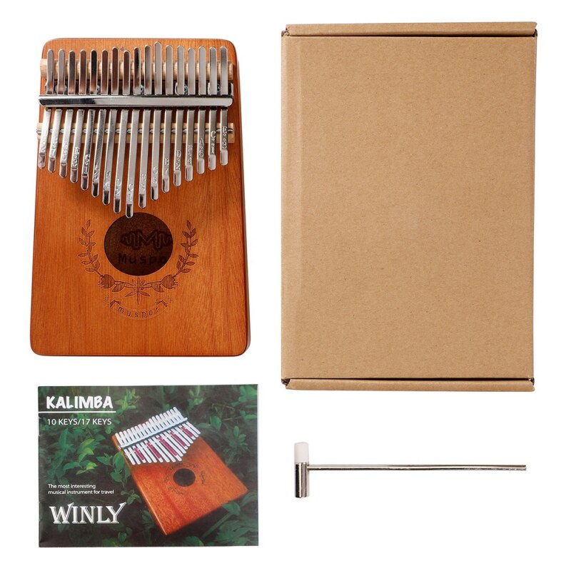 17 nyckel tumme piano mahogny musikinstrument mbira hammar klistermärke kit barn nybörjare bärbart finger piano: M