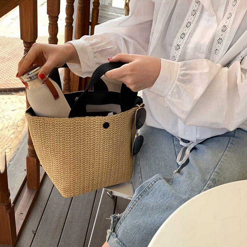 Heet Verkoop Stro Tassen Vrouwen Handgemaakte Geweven Mand Bolsa Totes Zomer Bohemian Strand Tassen Luxe Dame Winkelen Handtassen