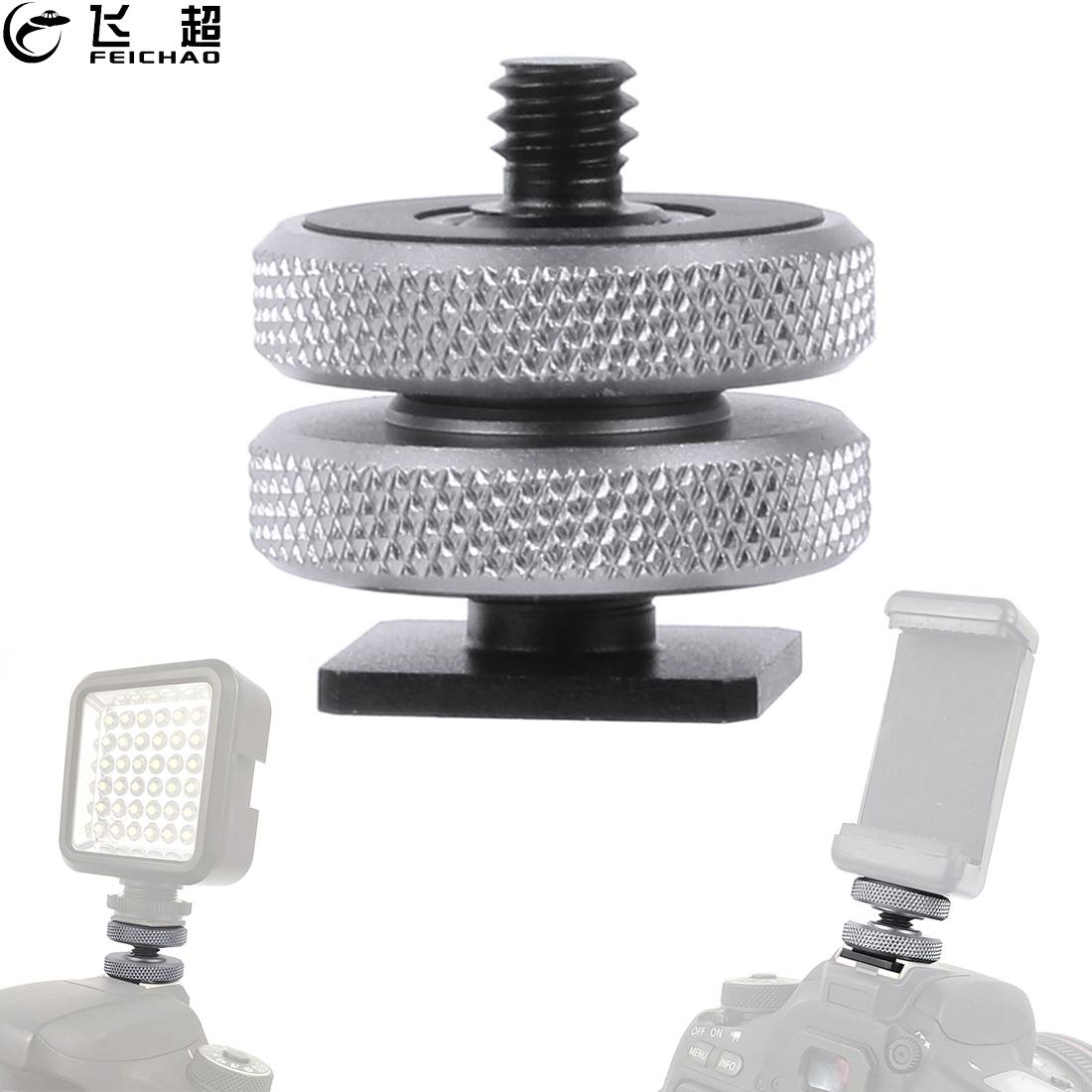 Tornillo de trípode para Flash, adaptador de montaje de zapata fría y , doble tuerca para luces LED DSLR SLR, accesorios de estudio, 1x3/8 vuelta, 1/4