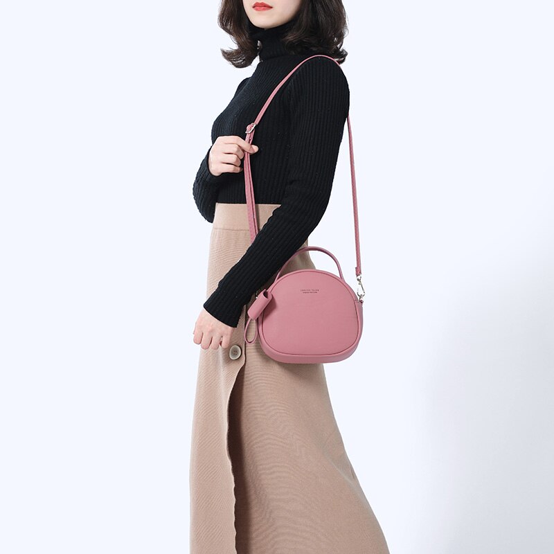 WEICHEN circulaire femmes sac à bandoulière en cuir bandoulière sacs de messager femme ronde Bolsa dames sac à main