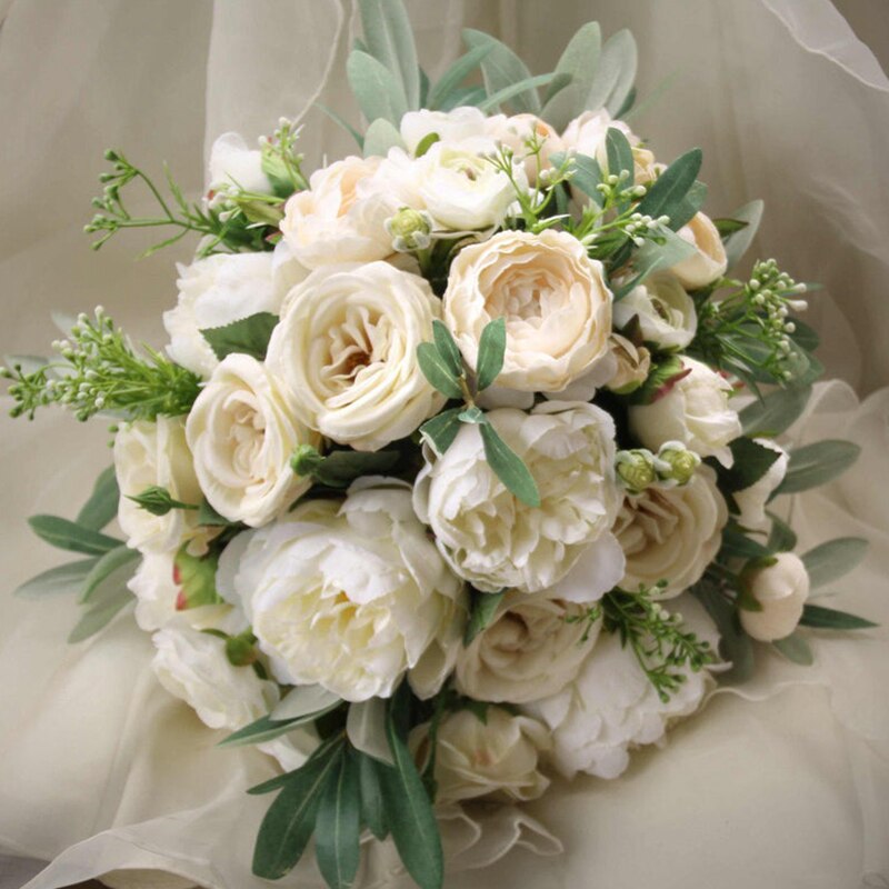 Siden bröllop bukett brudbukett boho bukett konstgjord bukett siden blommor naturliga bröllop blommor bröllop tillbehör