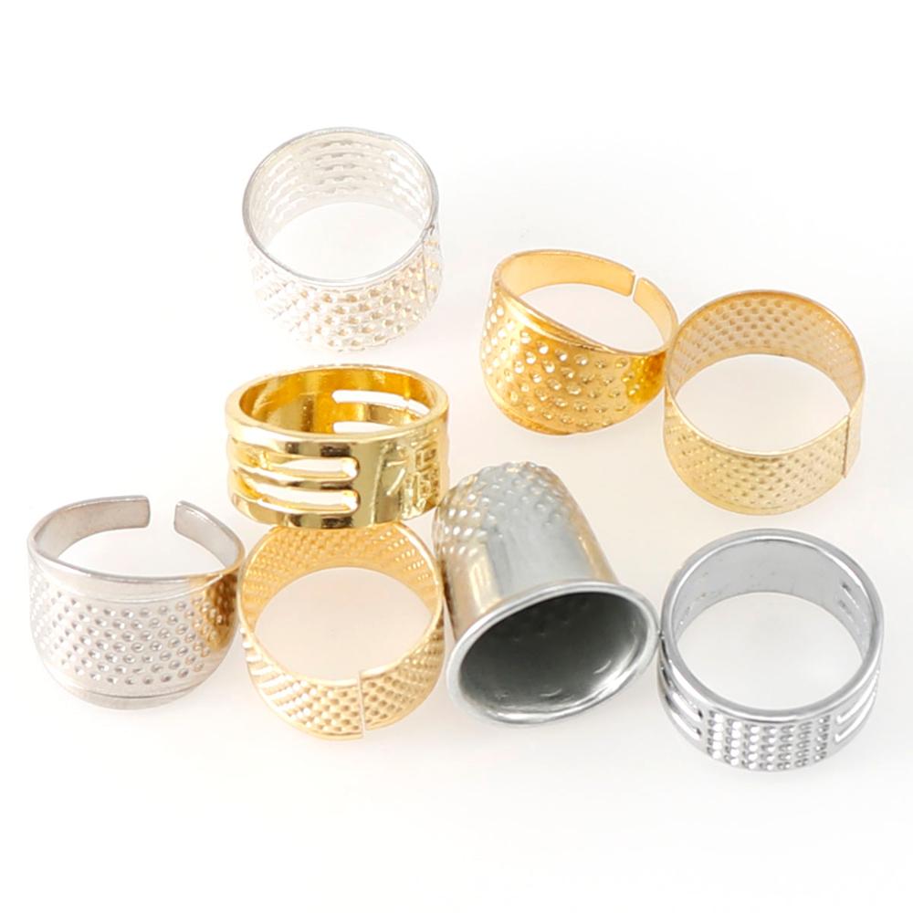 8 Teile/satz Ring Typ Stricken Werkzeuge Finger Tragen Fingerhut Garn Guides Eisen Kupfer Nadel Fingerhut Nähen Grip Metall schild
