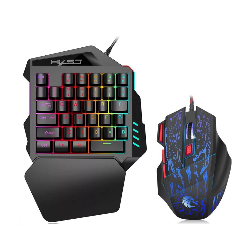 60% keyboard resin keycap backlit keycaps V100 One-Handed Keyboard Left Hand Set Compact Mini Portable Phone Gaming Keyboard: V100 A300 combo