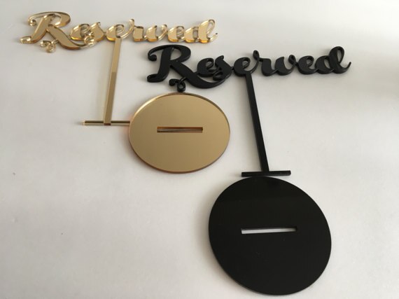 Reserved Table Sign Reserved Seating Reserved Sign for Weddings Freestanding Acrylic Reserved Gold Wedding Sign Reception Custom
