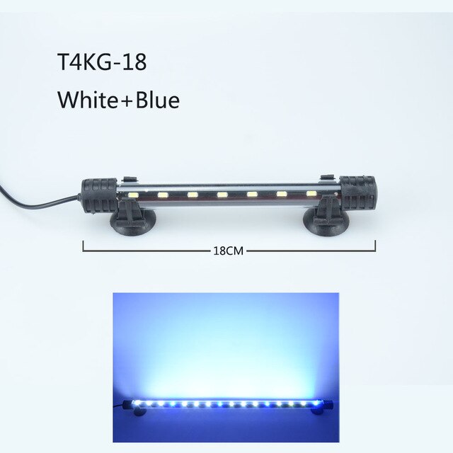 Luz LED impermeable para acuario, lámpara de pecera subacuática, decoración de acuarios, iluminación de plantas de 18-48CM, 220-240V, chip 5050: 18cm white and blue