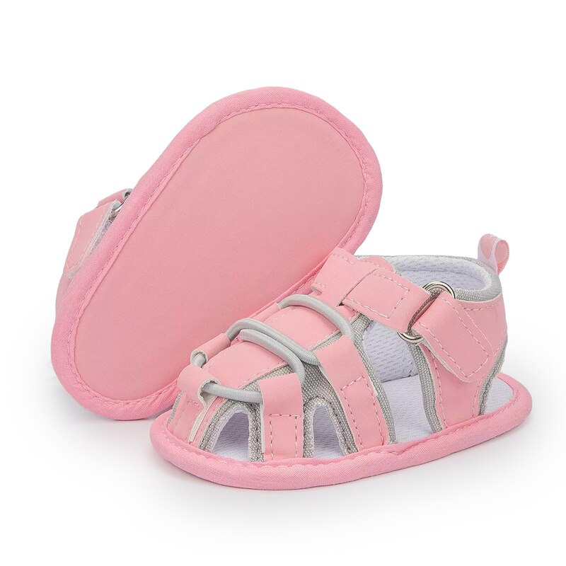 Sandales d'été pour bébé garçon et fille, chaussures de plage, en coton, plates, antidérapantes, semelle souple, pour les premiers pas de bébé de 0 à 18 mois