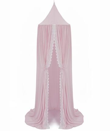 Auvent de lit rond rose blanc/gris, rideau de berceau pour bébé fille, avec dentelle, tente de jeu pour enfants, dôme suspendu, chambre d&#39;enfant: Pink