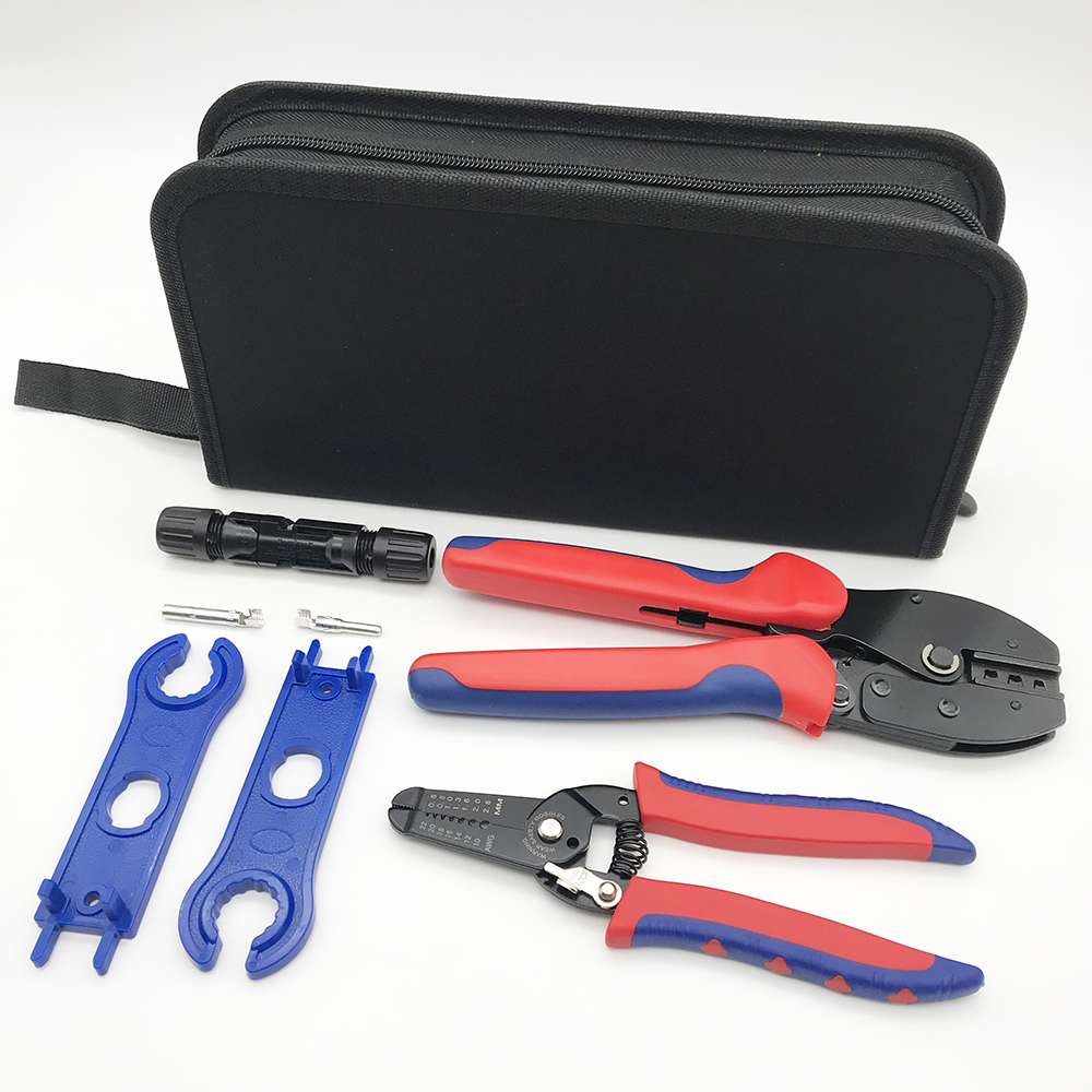 Mc4 fotovoltaiska kontaktdon krympverktyg solenergi terminal klämma skiftnyckel wire stripper tång crimp räckvidd 2.5/4/6 mm 2 verktyg