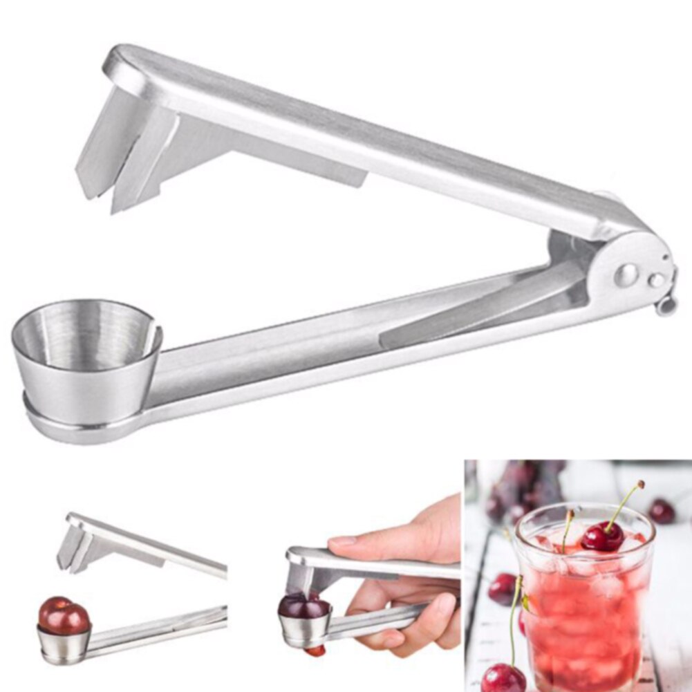 Useful Vegetable Fruit Kitchen Gadget Manual Core Remover Tools Squeeze Olives Home Cherry Pitters Handheld Stainless Steel