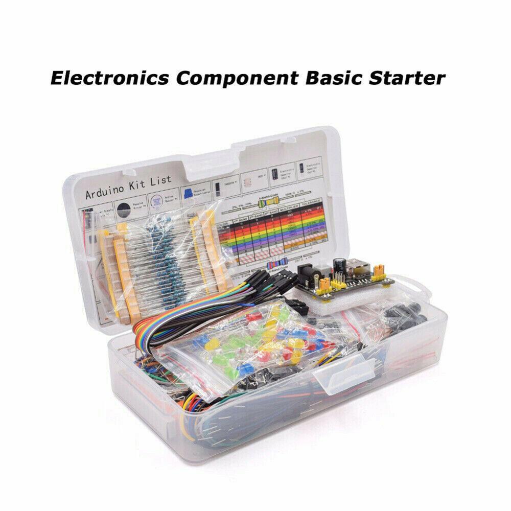 Electronic Component Kits Set Base Fun Kit Bundle with Resistor Capacitor LED Light Potentiometer For Basic Stater