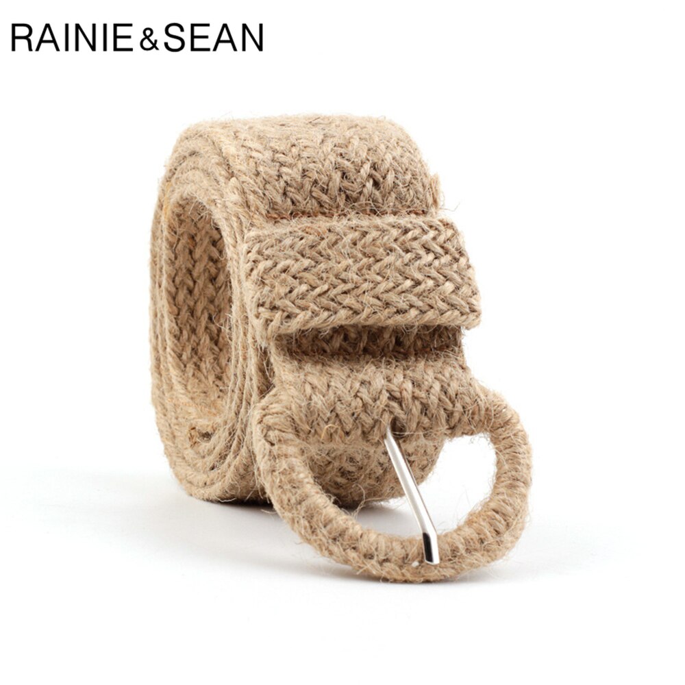 Geweven Vrouwen Riem Gevlochten Riem Voor Vrouwen Kaki Casual Bohemian Stijl Henneptouw Wax Vlas Linnen Riem 109Cm