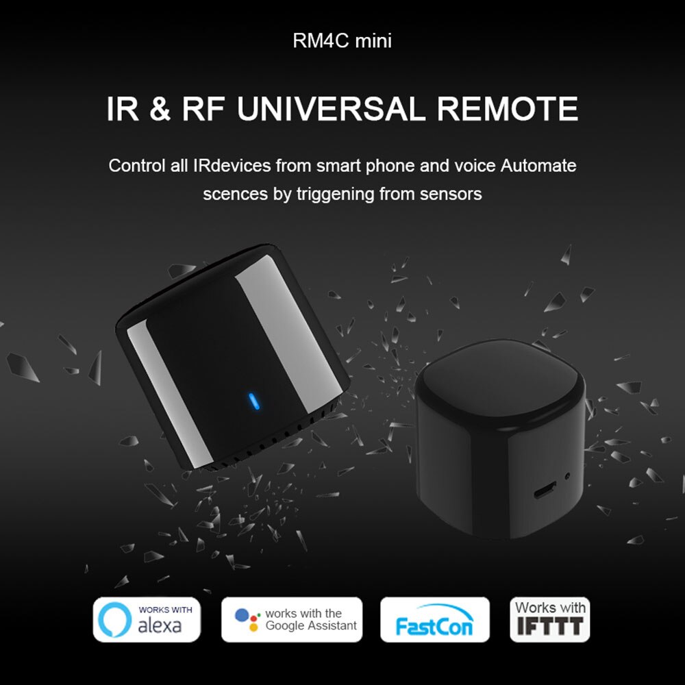 BroadLink RM4C Mini Universal IR Remote - Smart Home Automation - Works with Alexa & Google Assistant