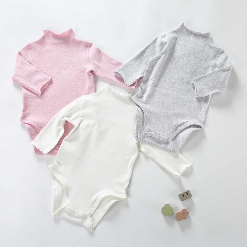 Baby kleding hoge picot hals bodysuit kinderen kleding baby jongens meisjes kleding lange mouwen kinderen kleding solid