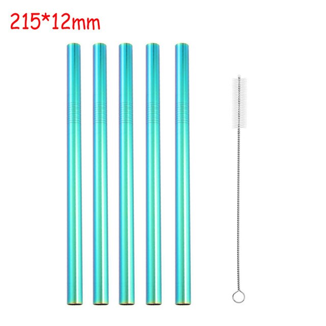 Ekstra bredt sugerør gjenbrukbart rustfritt stål sugerør metall sugerør for smoothies tapioka perler melk te juice bar verktøy: Neon 12mm 5pc