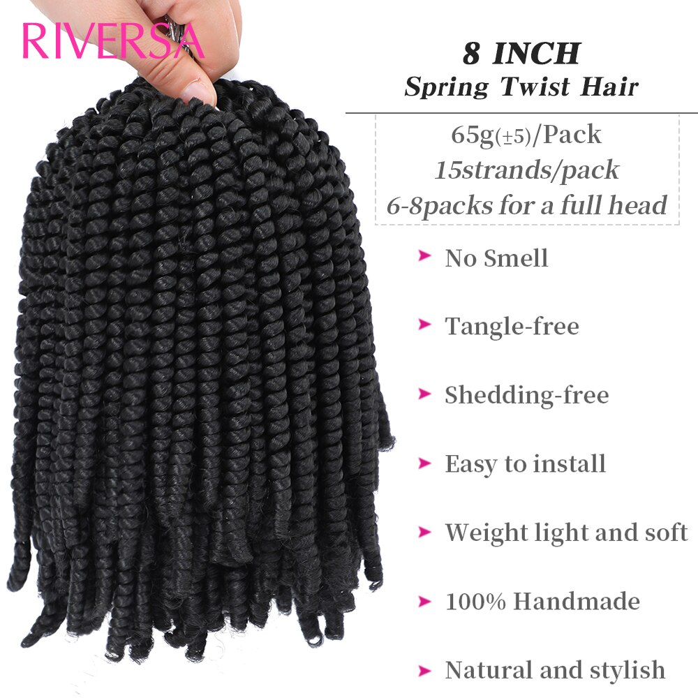 Spring Twist Hair 8Inch 15strands/pack Crochet Braids For Passion Twists Synthetic Spring Curly Crochet Braiding Hair Extensions