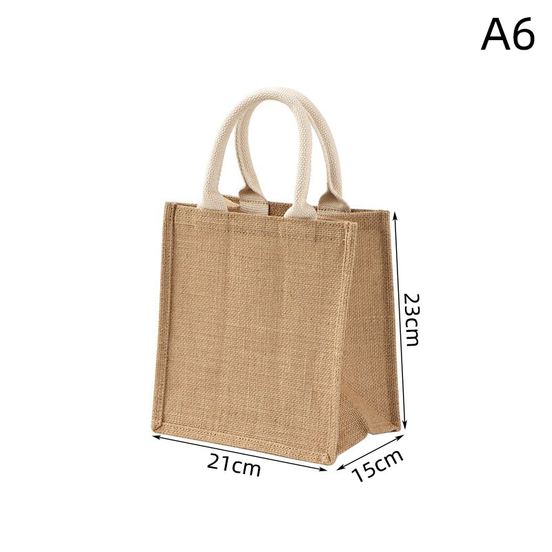 Draagbare Jute Jute Boodschappentas Handtas Bamboe Lus Handgrepen Tote Retro Diy Tas Handtas Vrouwen Big Size Strandtas Voor meisjes: A6