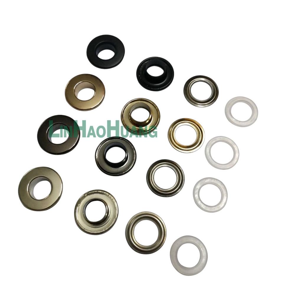 100sets/lot No Sew metal brass eyelets with washer 8mm*16mm round flat metal grommets 4color