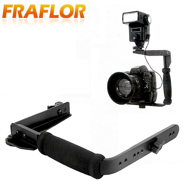 U-Vormige Omkeerbare Roterende Flash Bracket Video Handle Handheld Stabilizer Grip Draaibaar Voor Camera Camcorder Mini Dv Dslr Slr