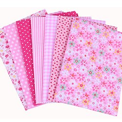 Nanchuang-tela fina de algodón para manualidades, costura retales para hecha a mano, para álbum de recortes, para edredón, patrón de costura, 25x25m, 7 unids/lote: PINK