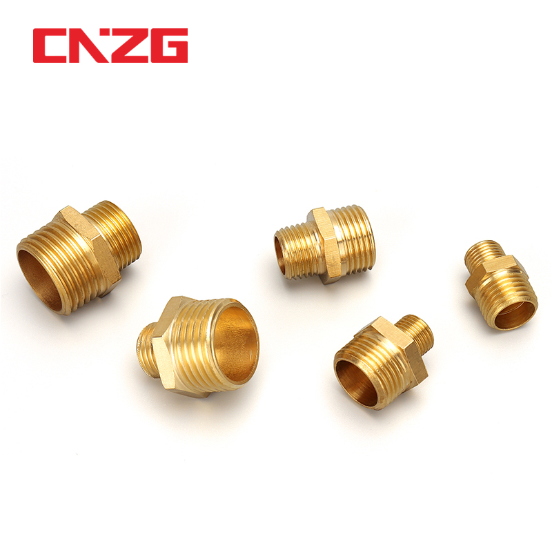 Messing rør sekskantet nippel fitting lynkobling adapter 1/8 1/4 3/8 1/2 3/4 1 bsp han til han gevind vand olie gas stik