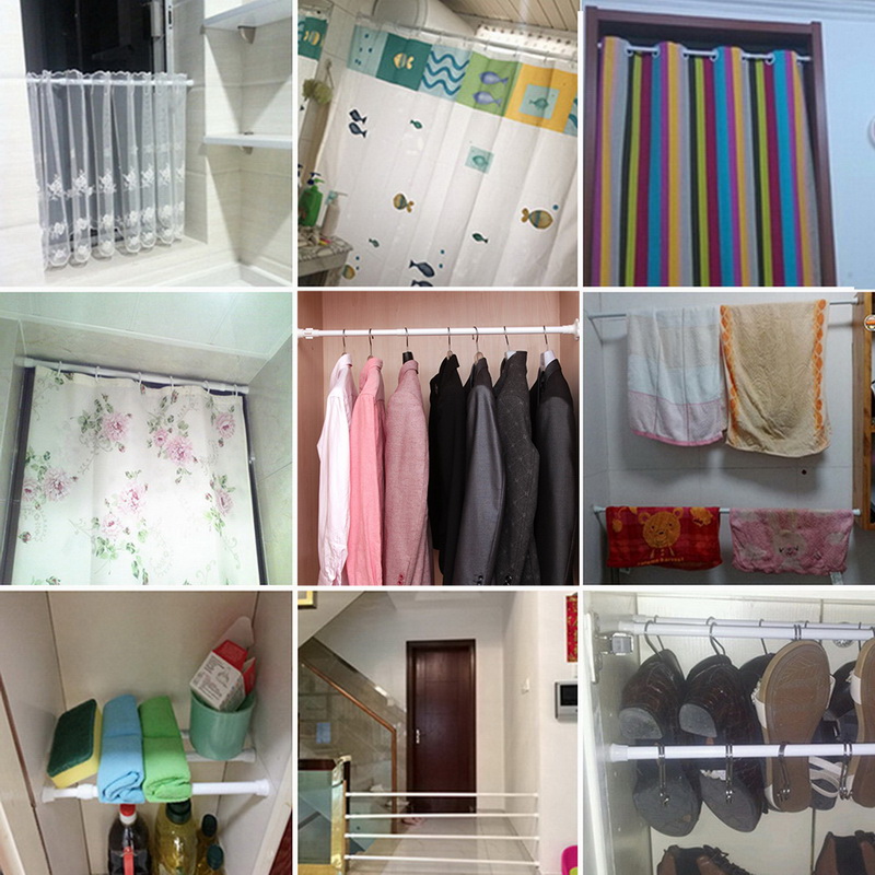 Telescoping Shower Curtain Rods And Accessories Adjustable Extendable Tension Pole Rod Hanger Spring Loaded Bathroom Product
