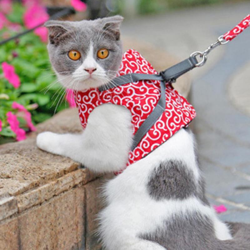 Japanese Style Cat Harness Pet Dog Cat Harness Vest Collar Outdoor Walking Leash Set for French Bulldog Chihuahua Pug