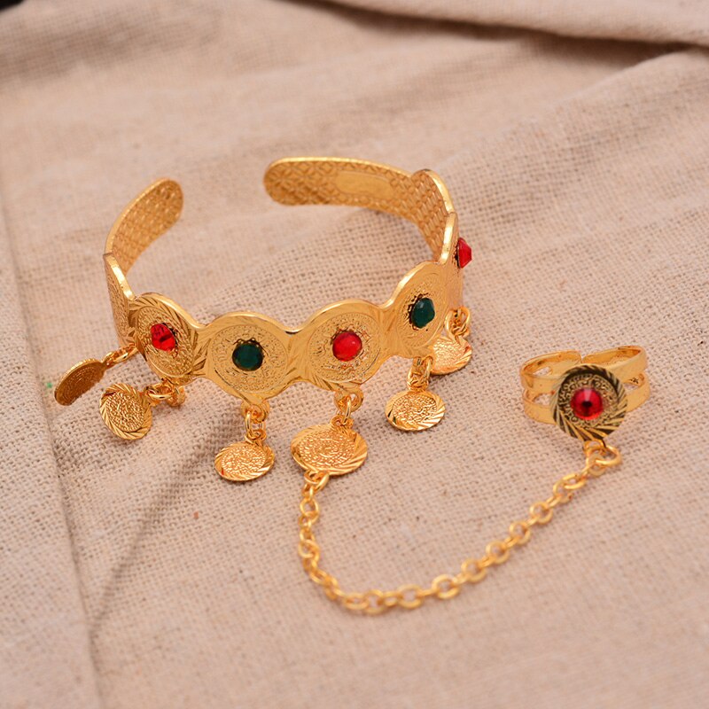 Wando arabische ethiopische dubai munt armbanden voor baby's met ringen voor meisjes kinderen goudkleurige mooie armband armbanden munt sieraden