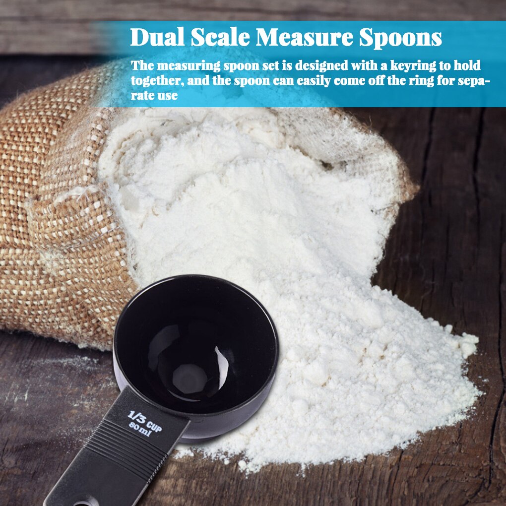 Kitchen 10 Pcs Dual Scale Baking Measure Spoons Kit Measuring Cups Set Stackable Plastic Chef DIY Cooking Tools