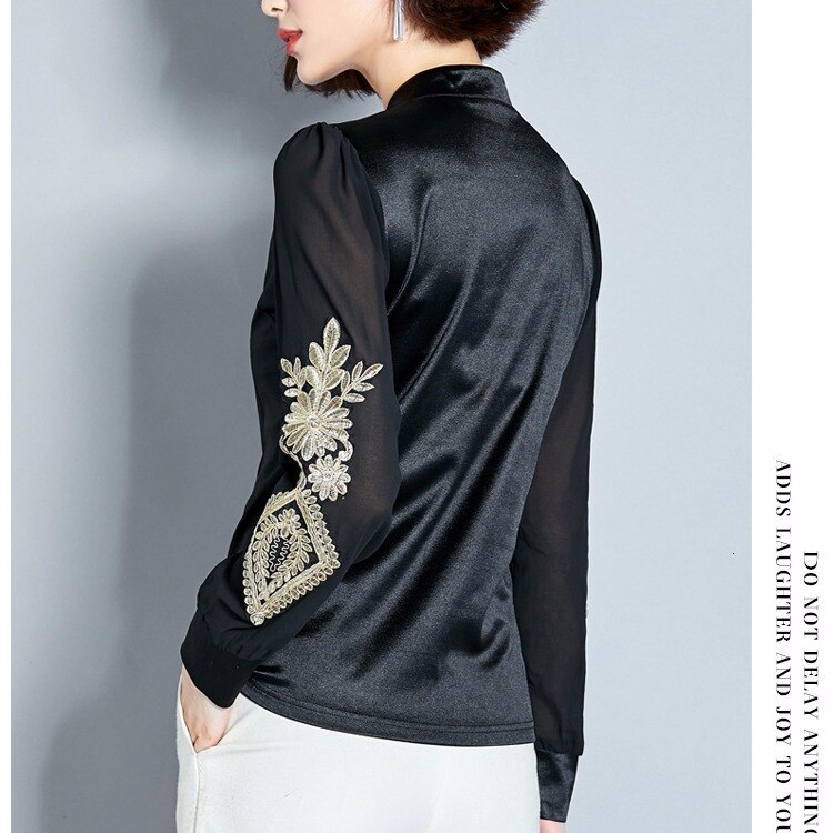 Camisa bordada de manga larga para mujer, Saree negro satinado, Kurta, ropa de mujer, India, paquistaní, Eid, Mubarak
