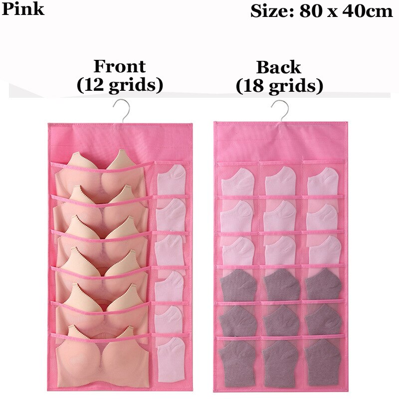 Double-sided Mesh Wardrobe Storage Hanging Organizers For Underwear Bra Socks Necktie Folding Closet Clothing Rack Hanger: C13