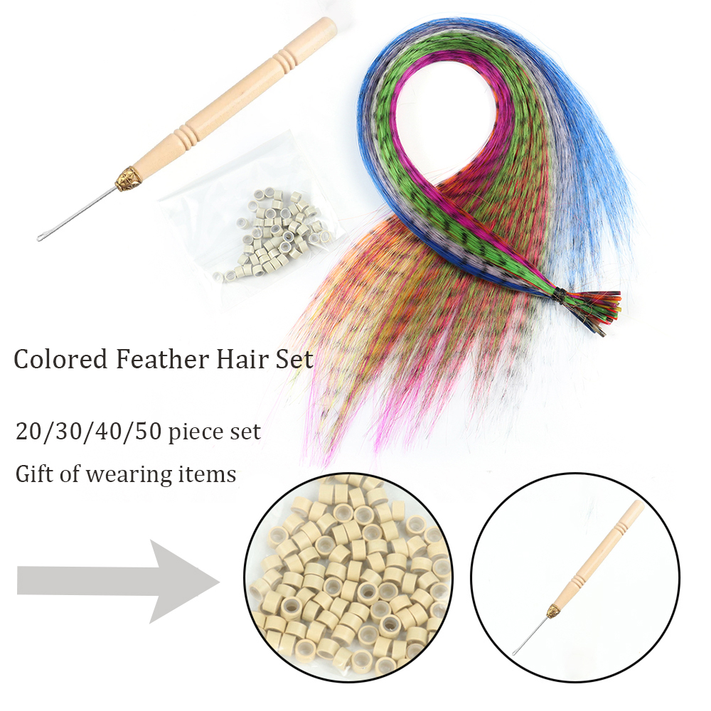 Synthetisch Gekleurd voor Haar Feather Extensions 20 30 40 50 Stuks Tip 16 inch Synthetisch Haarstukje Zebra Feather Hair Extensions