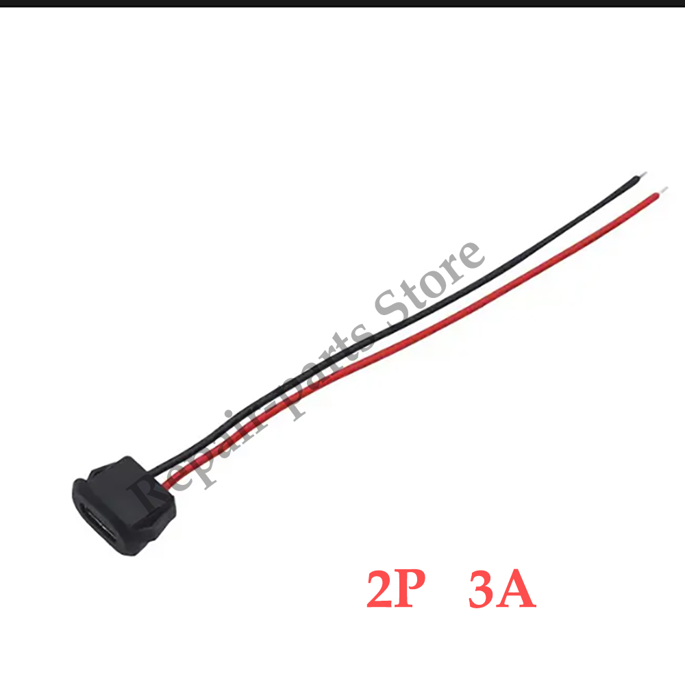 2 ~ 10PCS USB Typ-C Wasserdichte USB Stecker Direkte kompression weibliche basis Buchse Lade Interface Mit schweißen Draht: Armee Grün / Unter 5 Stücke
