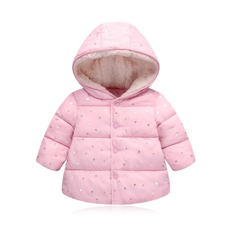 Vinterjacka för flickor parkas overall för barn pojke flicka jackor varma barnkläder stjärnor huvkappor baby ytterkläder
