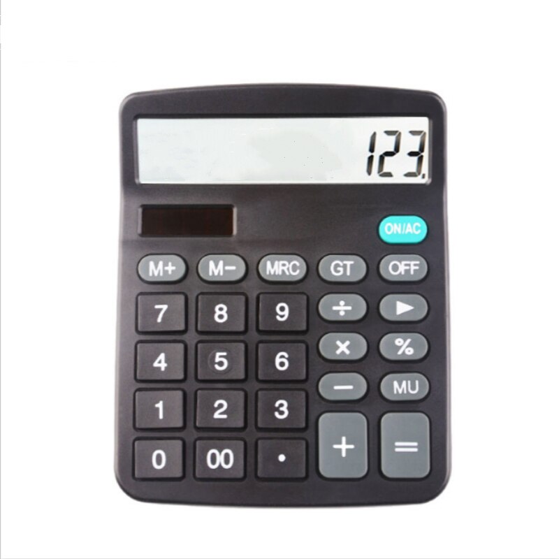 Elektronischer taschenrechner für büro und haushalt, einfach und tragbar, 12- stellige tasten, solarbatterie, 2-in-1-netzteil: Default Title