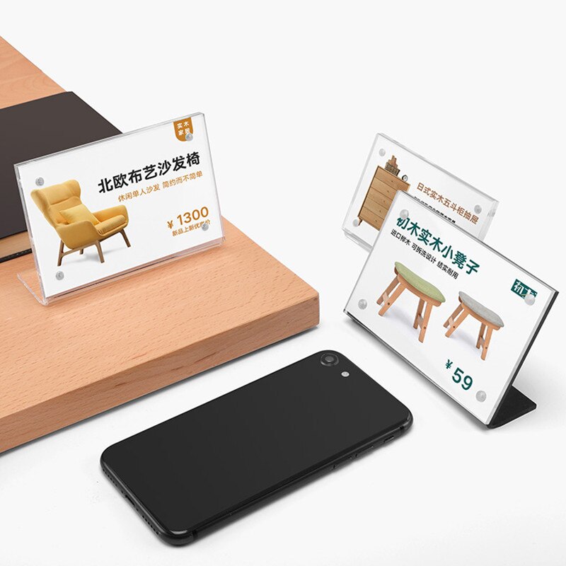 Soporte de acrílico para mesa transparente, marco de fotos, para documentos, Flyer, 105x70mm